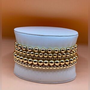 14K Gold Filled Beaded Bracelet Stack of 5; Non tarnish, water & sweat proof;
